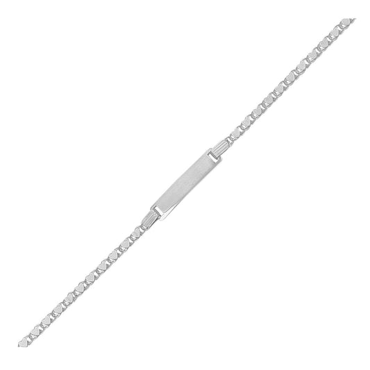Children's Heart Link ID Bracelet in 14K White Gold