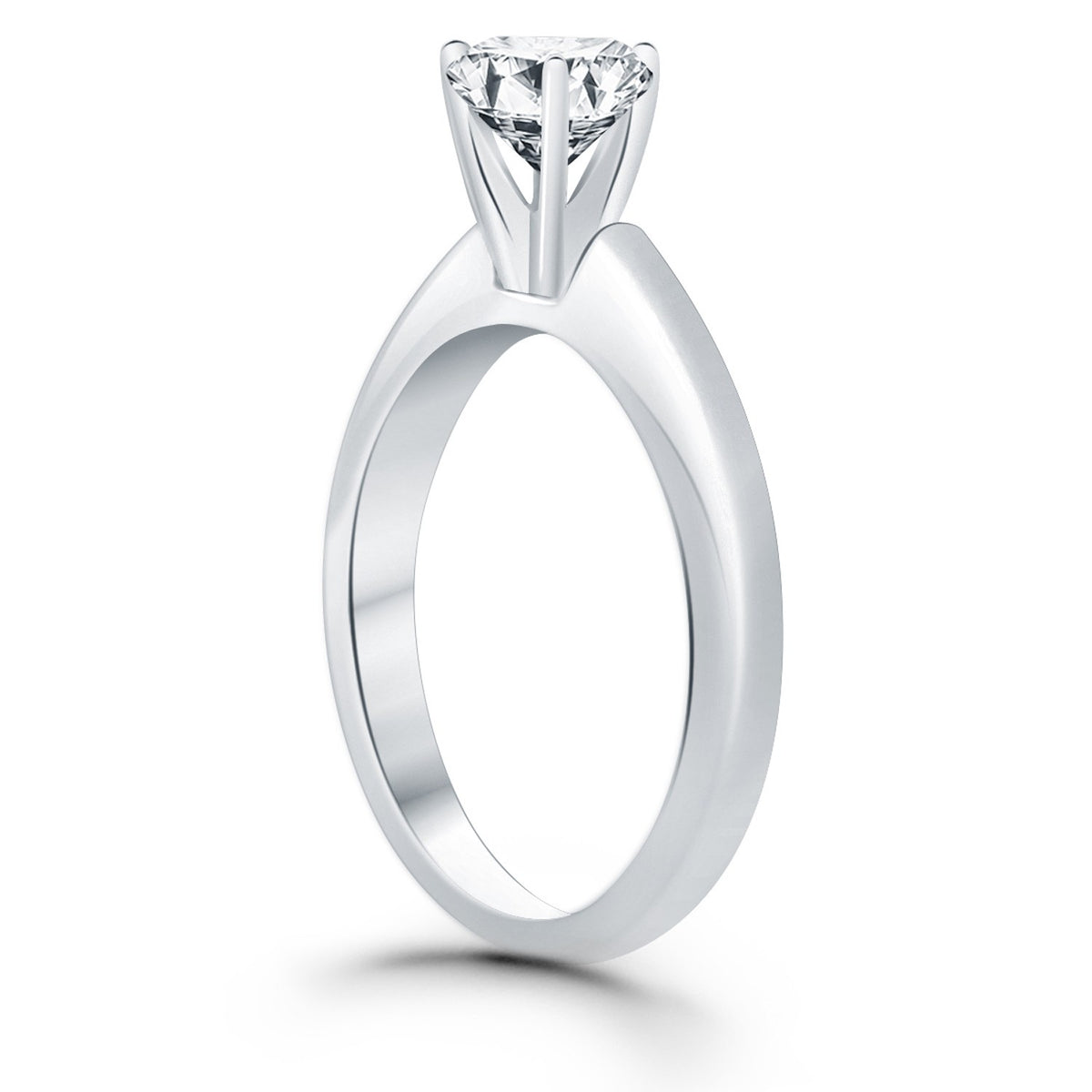 Solitaire Cathedral Engagement Ring in 14K White Gold