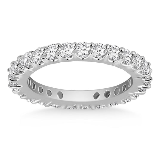 Common Prong Round Diamond Eternity Ring in 14K White Gold