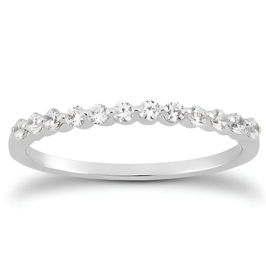 Floating Diamond Single Shared Prong Wedding Band in 14K White Gold (0.24 ct. tw.)