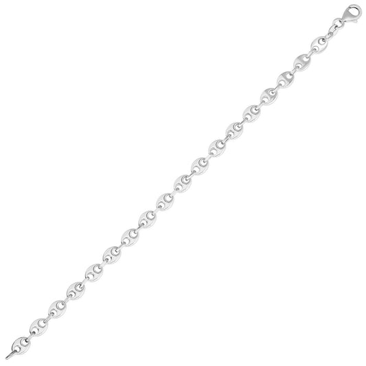 Puffed Mariner Bracelet in Rhodium-Plated Sterling Silver (3.70 mm)