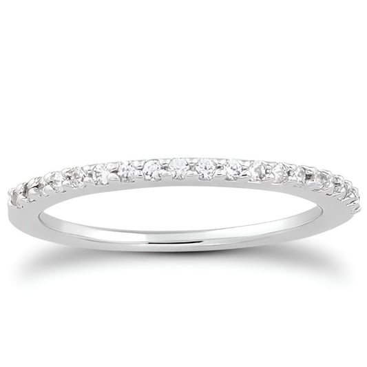 Slim Profile Micro Prong Diamond Wedding Band in 14K White Gold (0.19 ct. tw.)