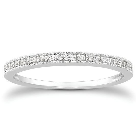 Diamond Micro Pave Milgrain Wedding Band in 14K White Gold (0.11 ct. tw.)