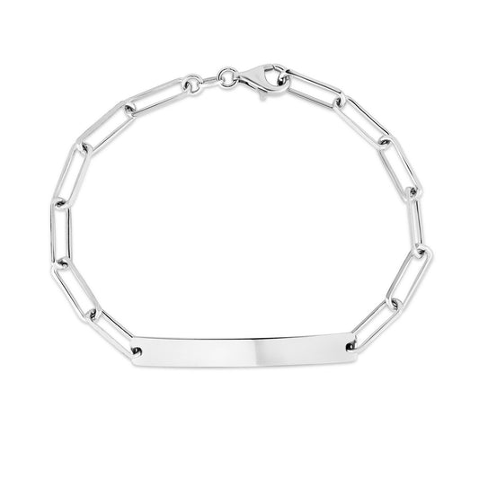 Engravable ID Bar Paperclip Bracelet in Silver (2.10 mm)