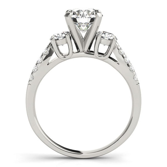 Split Shank 3 Stone Round Diamond Engagement Ring in 14K White Gold (2 cttw)