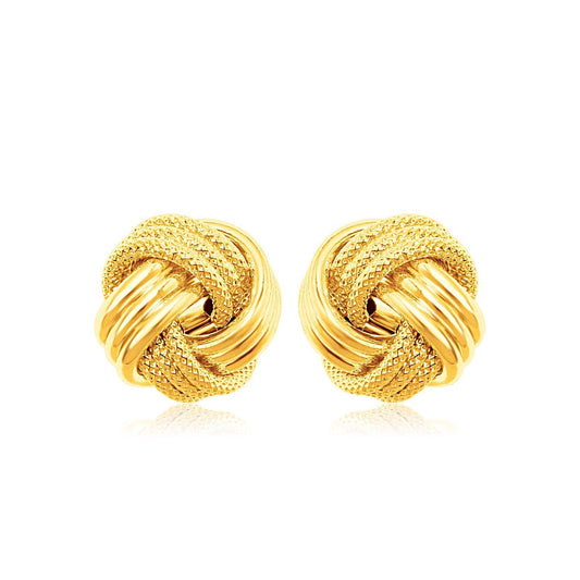 Textured Love Knot Stud Earrings in 14K Yellow Gold