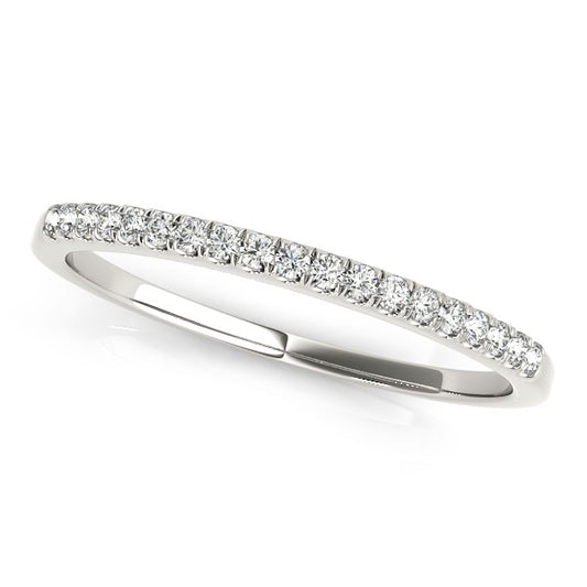 Scallop Pave Set Diamond Wedding Ring in 14K White Gold (1/8 cttw)