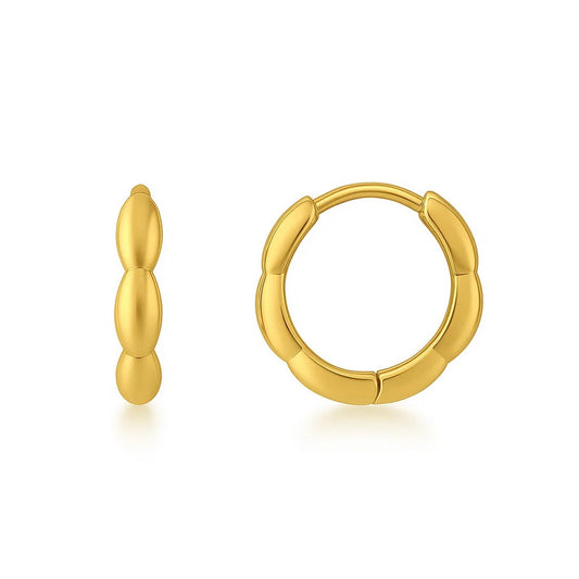 Rice Bead Huggie Hoop Earrings in 14K Yellow Gold