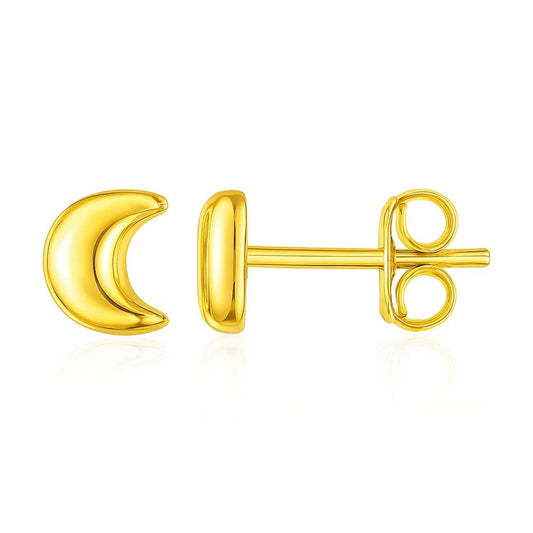 Crescent Moon Stud Earrings in 14K Yellow Gold