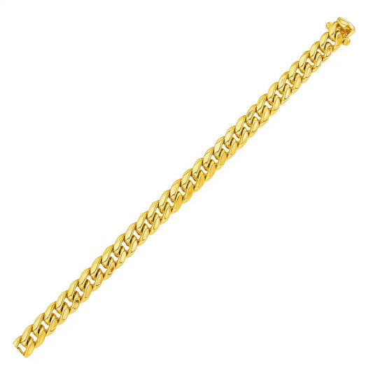 Semi-Solid Miami Cuban Link Bracelet in 14K Yellow Gold (6.10 mm)