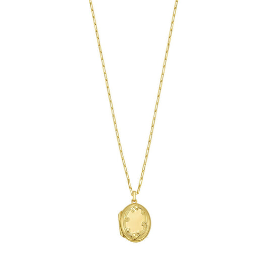 Oval Vine Locket Necklace in Gold-Plated Sterling Silver
