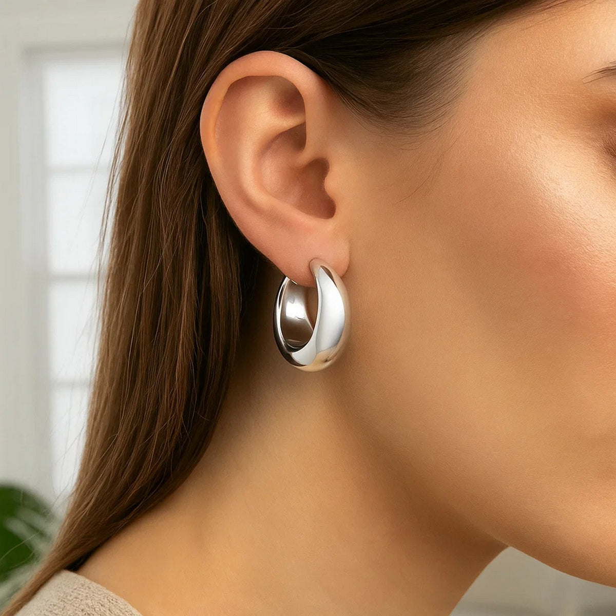 Sculpted Hoop Earrings in Sterling Silver