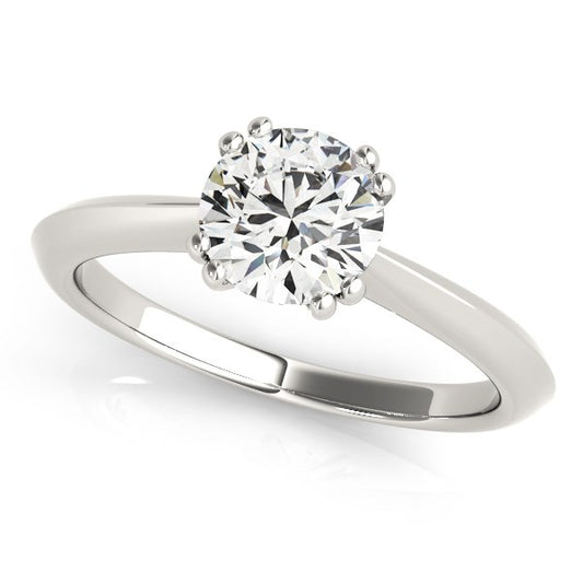 Double Prong Set Solitaire Diamond Engagement Ring in 14K White Gold (1 cttw)