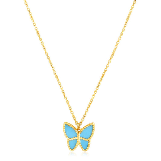 Butterfly Pendant Necklace in 14K Yellow Gold