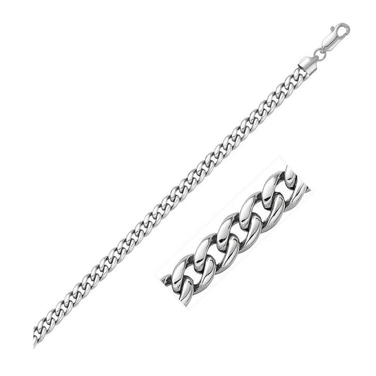 Semi-Solid Miami Cuban Link Bracelet in 14K White Gold (5.50 mm)