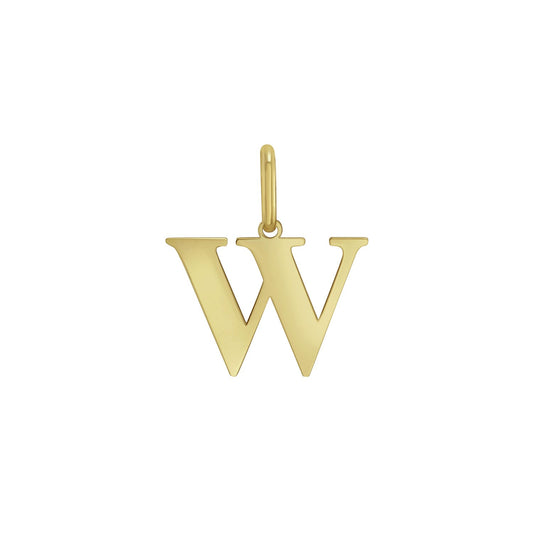 Initial W Charm Pendant in 14K Yellow Gold