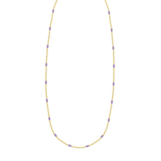 Purple Enamel Beaded Necklace in Gold-Plated Sterling Silver