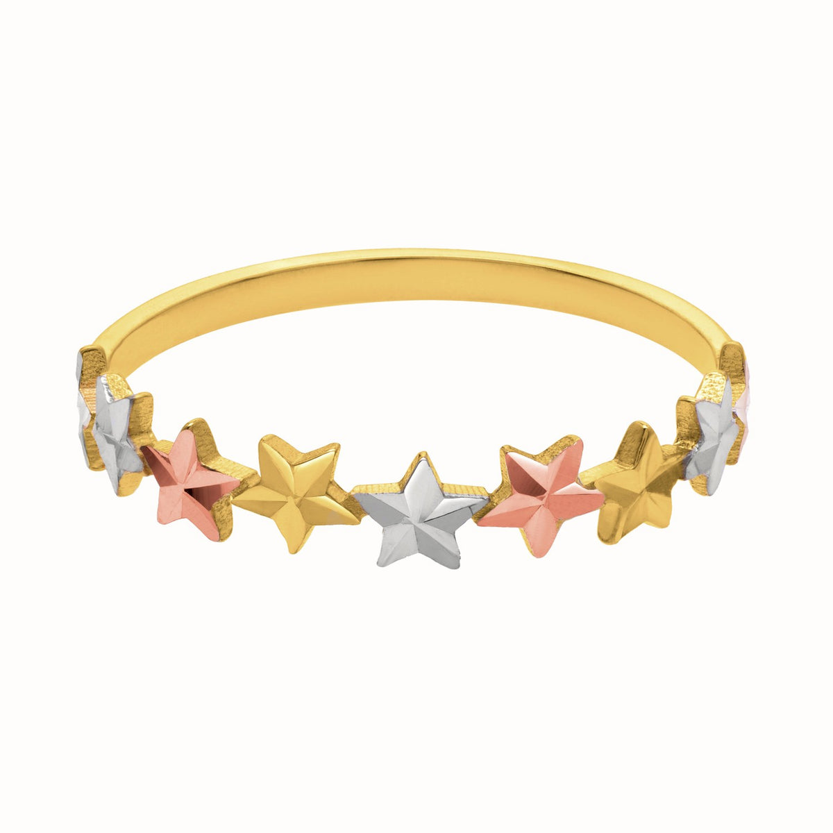Tri-Color Star Ring in 10K Gold