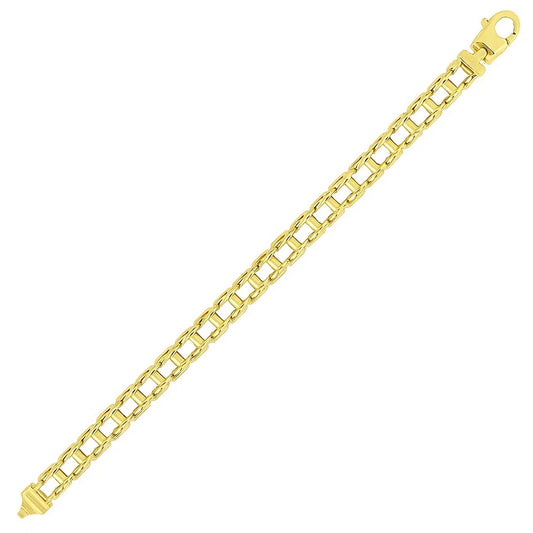 Men's Track Design Link Bracelet in 14K Yellow Gold (5.00 mm)