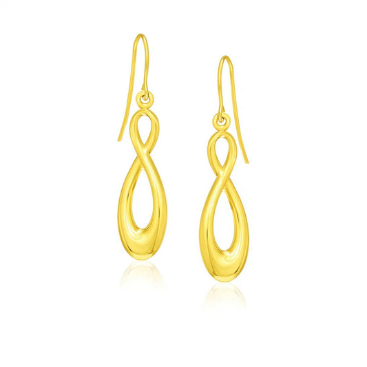 Polished Infinity Drop Earrings in 14K Yellow Gold