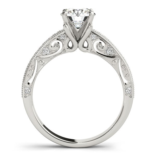 Antique Pronged Round Diamond Engagement Ring in 14K White Gold (1 1/8 cttw)
