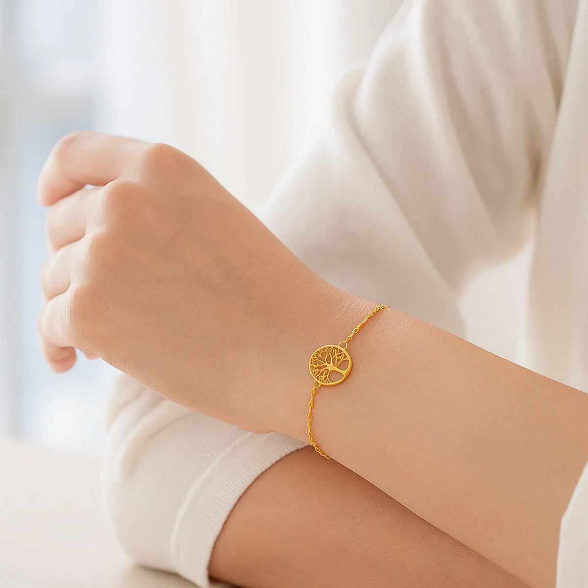 Tree of Life Bracelet in 14K Yellow Gold (1.20 mm)