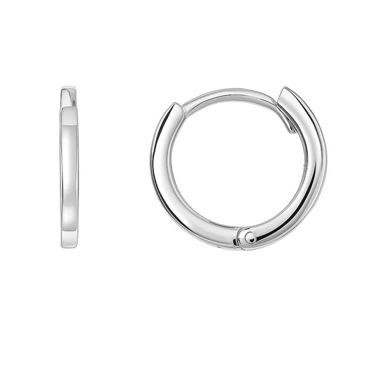 Petite Polished Round Hoop Earrings in 14K White Gold (1.30 mm)