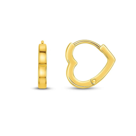 Heart Huggie Hoop Earrings in 14K Yellow Gold