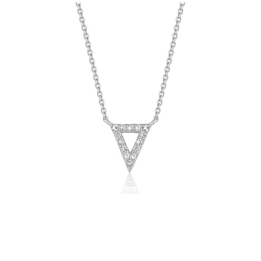 Diamond Inverted Triangle Pendant in 14K White Gold
