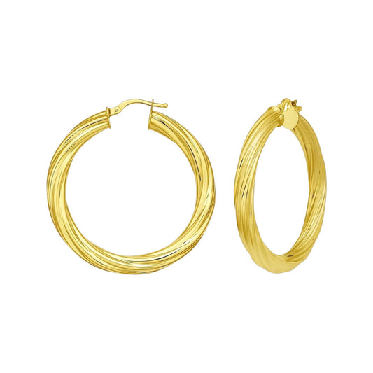 Large Twisted Hoop Earrings in 14K Yellow Gold