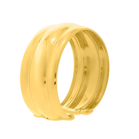 Bold Ribbed Cuff Bangle in Gold-Plated Sterling Silver