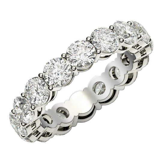 Round Cut Lab Grown Diamond Eternity Ring with Scalloped Gallery in 14K White Gold (3.96 ct. tw.)