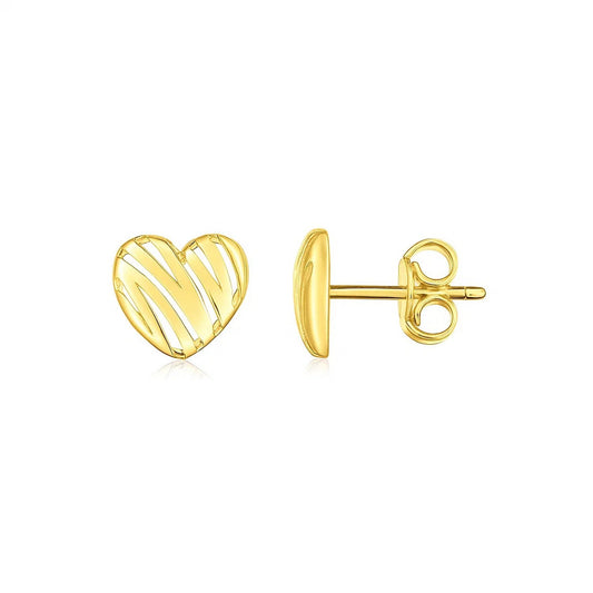 Scribble Heart Stud Earrings in 14K Yellow Gold