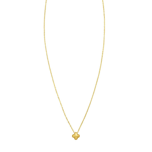 Puffed Mini Clover Pendant Necklace in 14K Yellow Gold