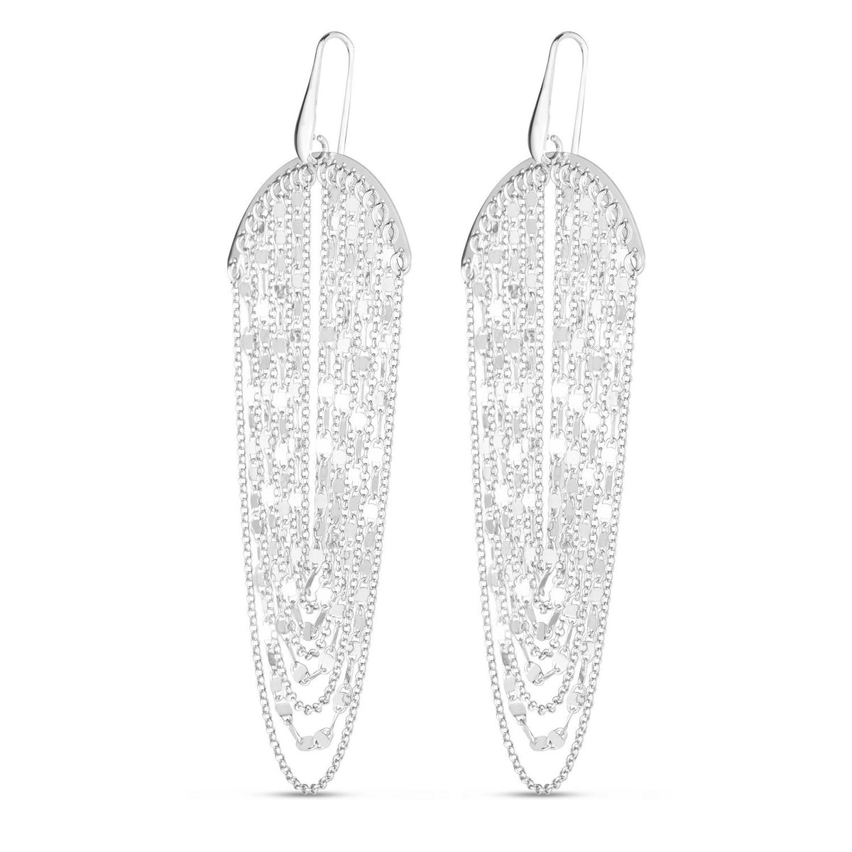Multi Strand Drop Chandelier Earrings in Sterling Silver
