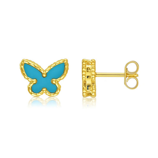 Butterfly Stud Earrings in 14K Yellow Gold (10.40 mm)