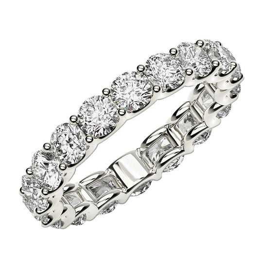 Round Cut Lab Grown Diamond Eternity Ring with Squared Gallery in 14K White Gold (1.96 ct. tw.)