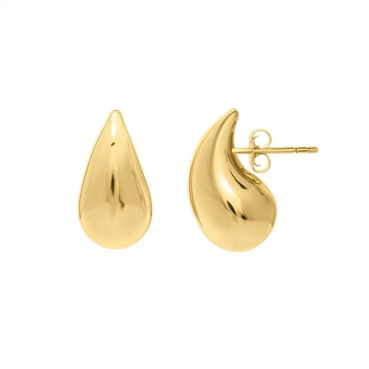 Puffed Teardrop Earrings in Yellow Gold-Plated Sterling Silver