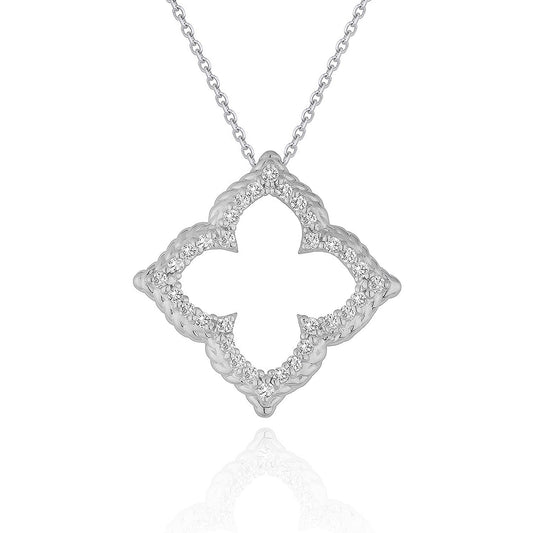 Diamond Cut-Out Flower Pendant in 14K White Gold (1/3 cttw)