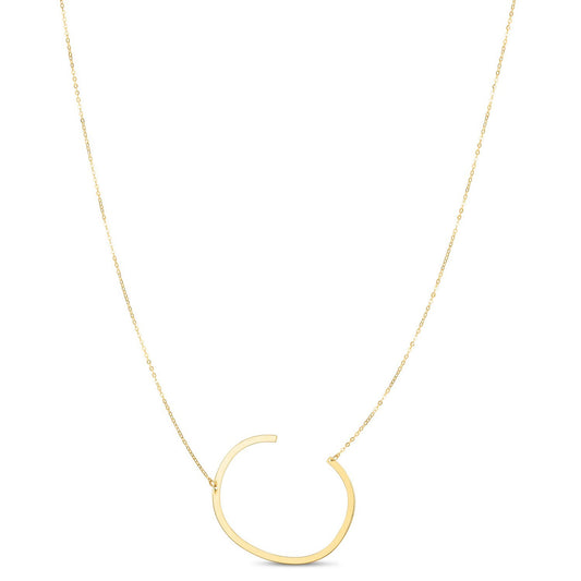 Yours Truly Large Initial C Necklace in 14K Yellow Gold