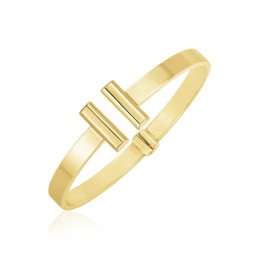 Double Bar Cuff Bangle in 14K Yellow Gold