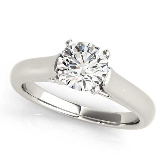 Cathedral Design Solitaire Diamond Engagement Ring in 14K White Gold (1 cttw)