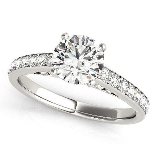Single Row Prong Set Diamond Engagement Ring in 14K White Gold (1 3/8 cttw)