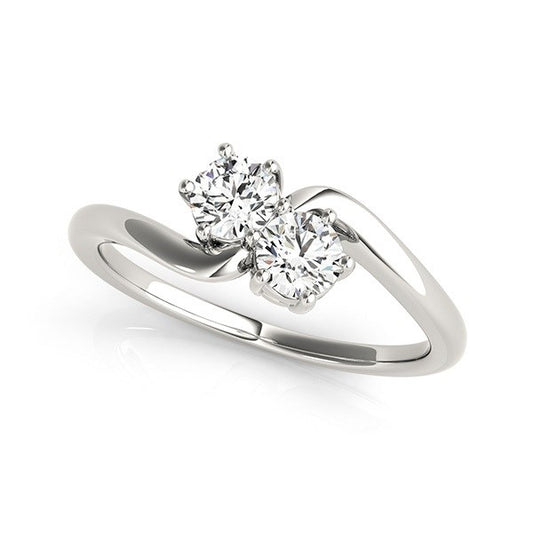 Solitaire Two Stone Diamond Ring in 14K White Gold (1/2 cttw)