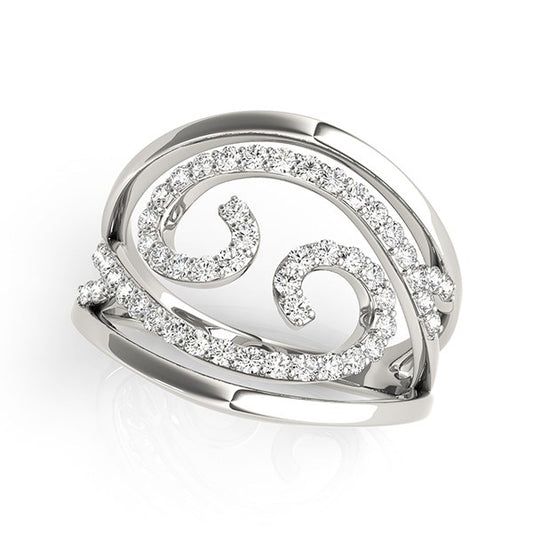 Swirl Design Diamond Ring in 14K White Gold (1/2 cttw)