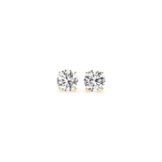 One carat lab grown diamond stud earrings in 14K yellow gold