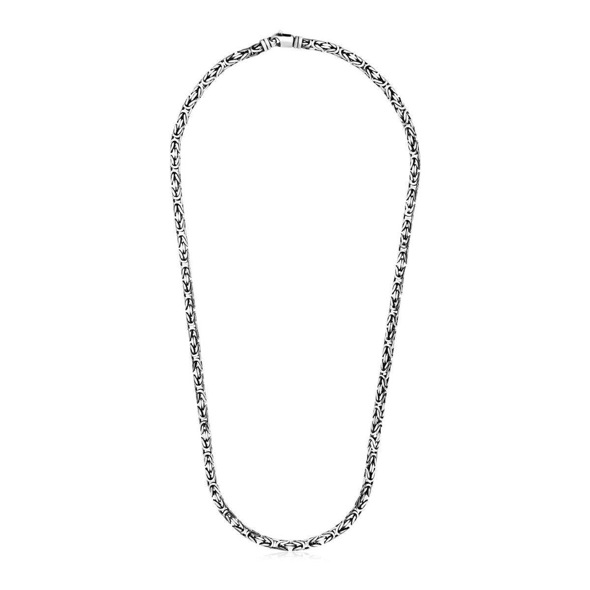 Byzantine Chain Necklace with Gunmetal Finish in Silver