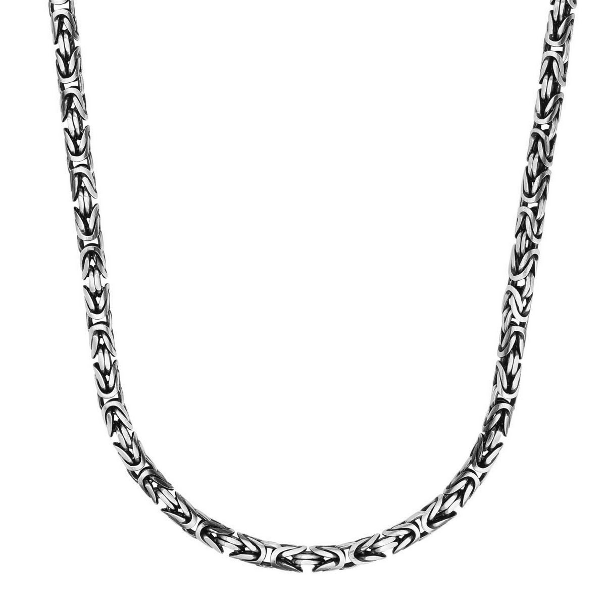 Byzantine Chain Necklace with Gunmetal Finish in Silver
