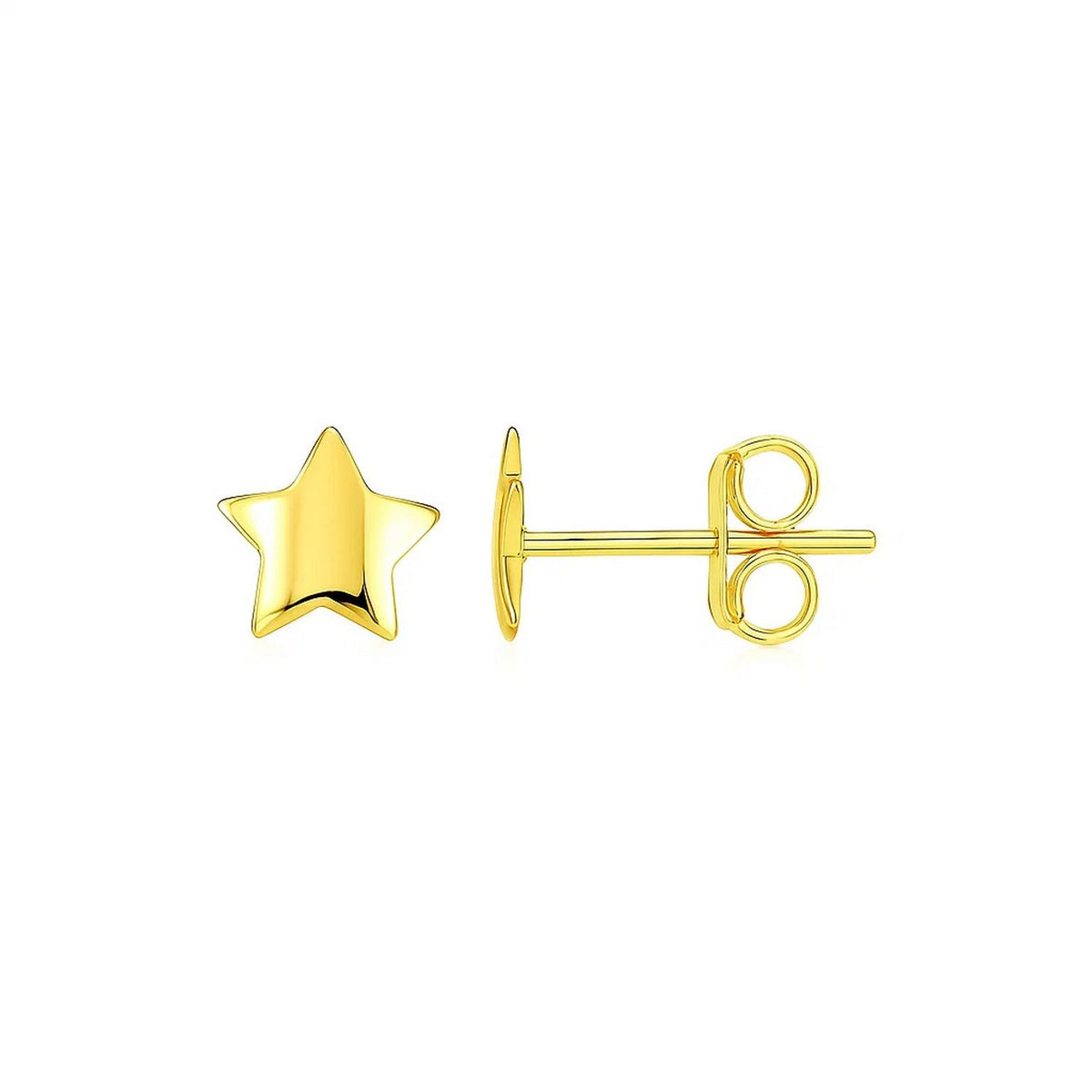 Puffed Star Stud Earrings in 14K Yellow Gold