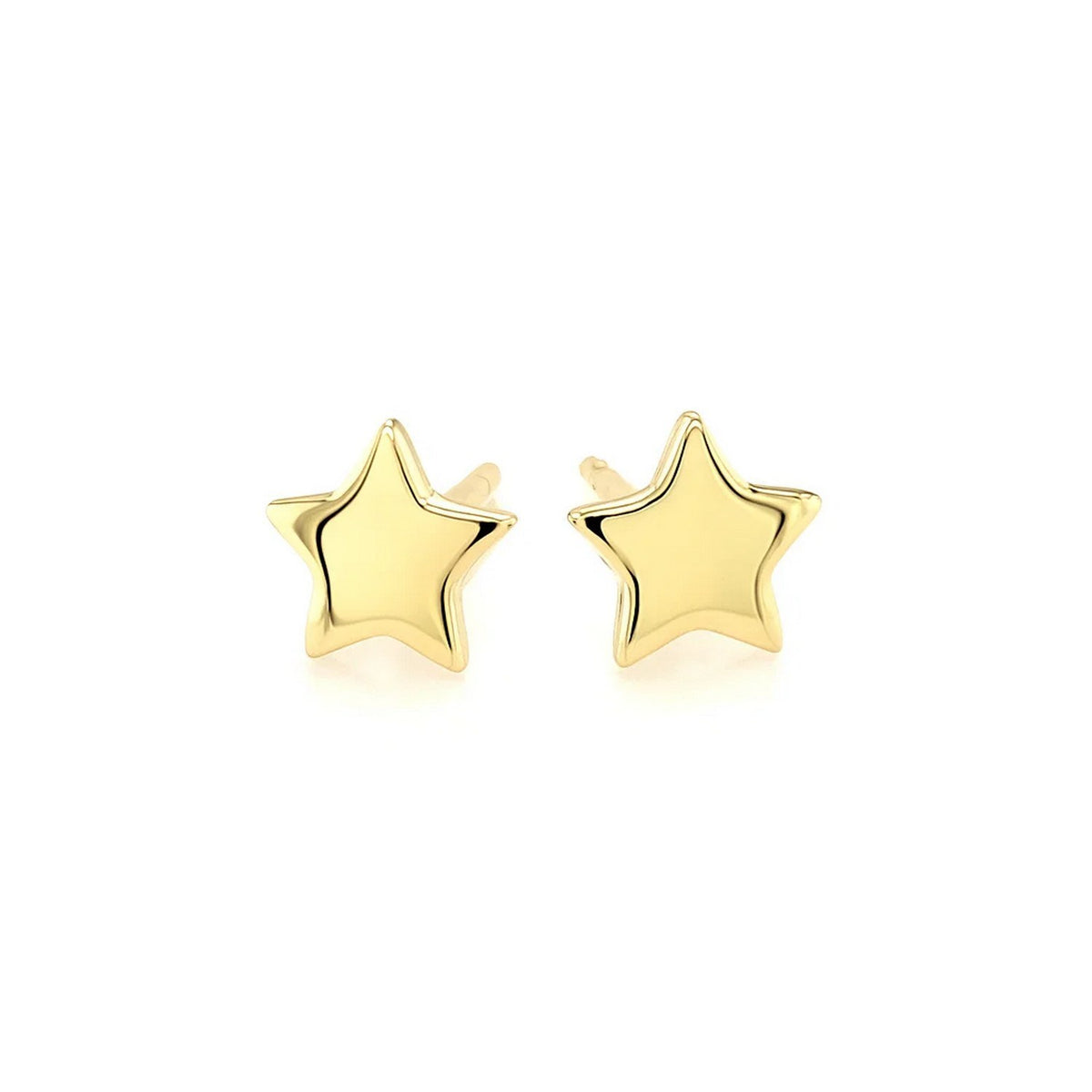 Puffed Star Stud Earrings in 14K Yellow Gold